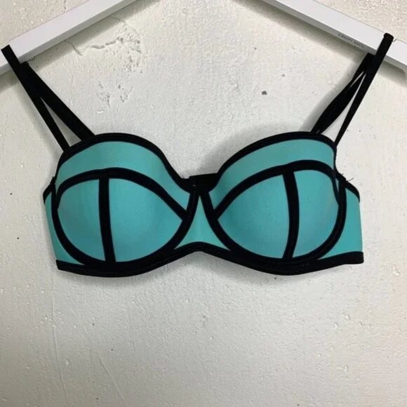 Triangl Aqua Blue Milly Swimsuit Bikini Top Swim Pool Cruise Beach Size M Medium - Picture 3 of 9